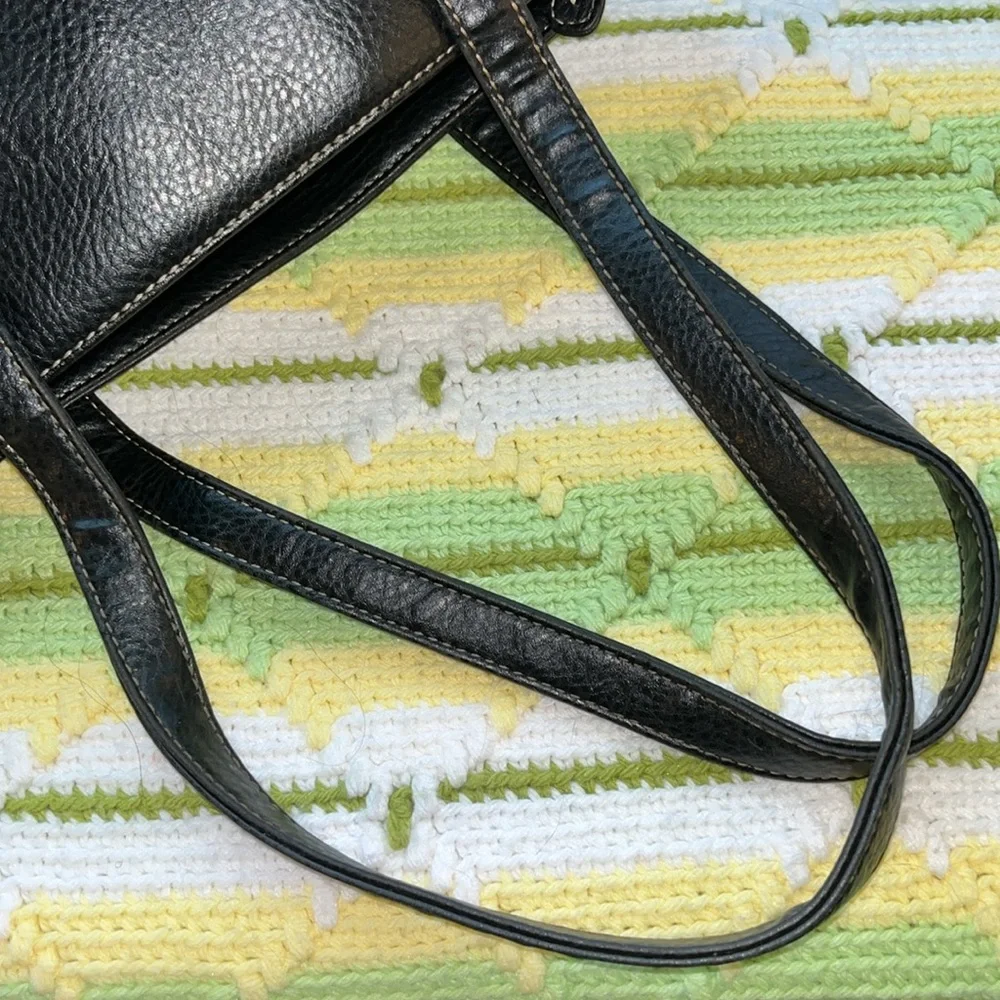Black Liz Claiborne‎ Vegan Tote Satchel White Stitching Detail